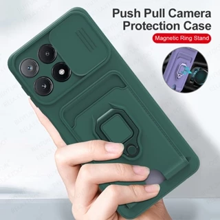 Dành Cho Poco X6 Pro 5G 2024 Ốp Lưng Đẩy Camera Bảo Vệ Silicon Mềm Poco X6 5G X6 Pro 5G Ốp Lưng Poco M6 Pro 4G Khe Cắm Thẻ Từ Tính Ô Tô Vòng Mềm