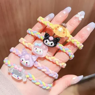 Mùa Hè 2024 Phong Cách Mới Dễ Thương Sanrio Đầu Cao Su ins Bện Cao Su Co Giãn Tóc Vòng Tóc Dây