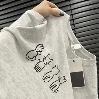 Áo phông xám tiêu nữ  local brand SALMO cổ tròn mùa hè form rộng cute cat in áo thun unisex 100% cotton Y0981