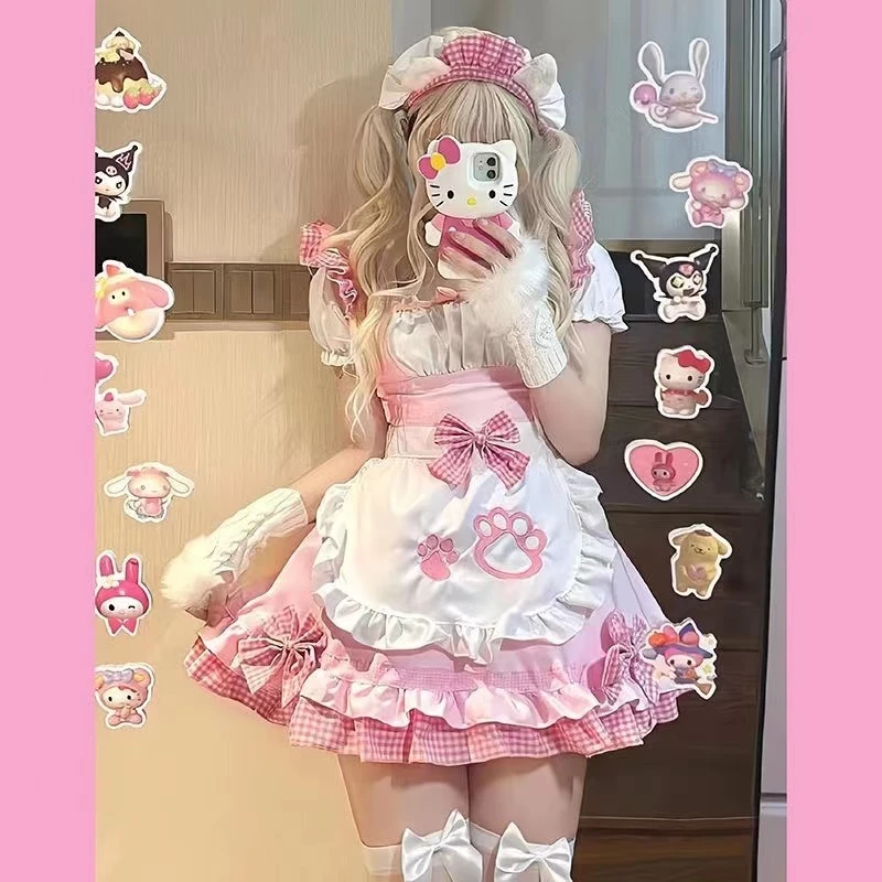 Nhật Bản Lolita Cô Gái Mềm Mại Mèo Dễ Thương Người Giúp Việc Trang Phục Cos Tai Mèo Cô Gái Gothic Đầm Xuân Hè