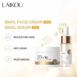 Bộ Kem Dưỡng Da Mặt LAIKOU Chiết Xuất Ốc Sên Axit Hyaluronic 25g Serum Vàng 24K Dưỡng Ẩm Chống Nhăn Chống Lão Hóa Da