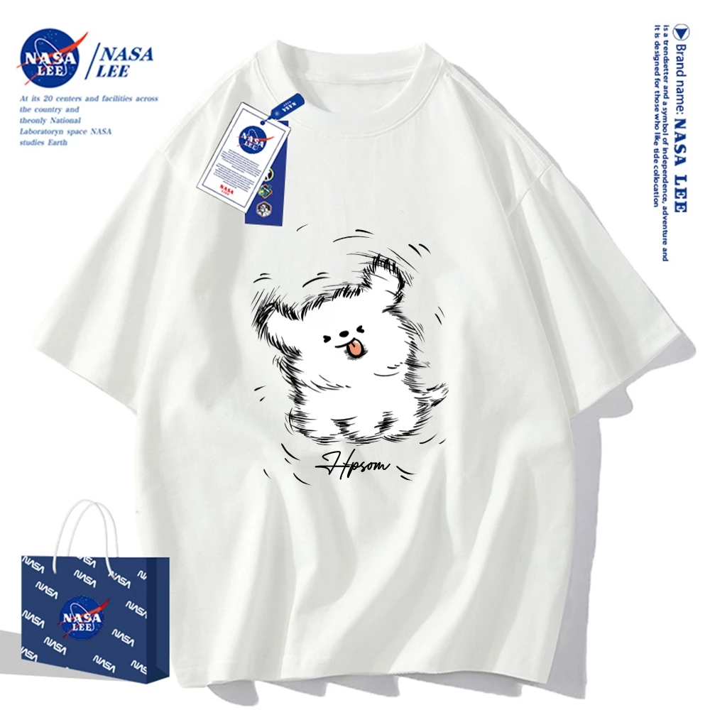 Nasa Đồng Thương Hiệu Cotton Nguyên Chất Áo Thun Nữ Tay Ngắn Unisex Xu Hướng Mùa Hè 2024 Phong Cách Mới Rời Cặp Đôi Áo Thun Nửa Tay