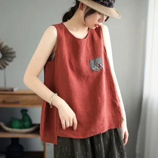 Áo Vest Vải Lanh Cotton Thêu Áo Nữ Rời Kích Thước Lớn Mùa Hè Không Tay Top Đáy Bên Ngoài Mặc Bên Trong Áo Vest