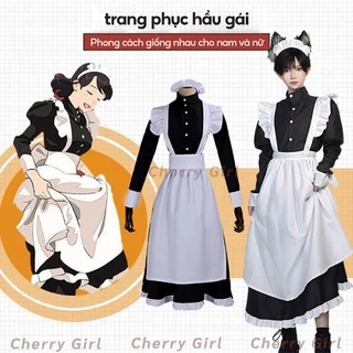 Sẵn sàng giao hàng 🔥Cos Maid dress Gợi Cảm Hầu Gái Đầm Viền Trắng Ren Gothic Thứ Hai Đồng Phục Ax3486