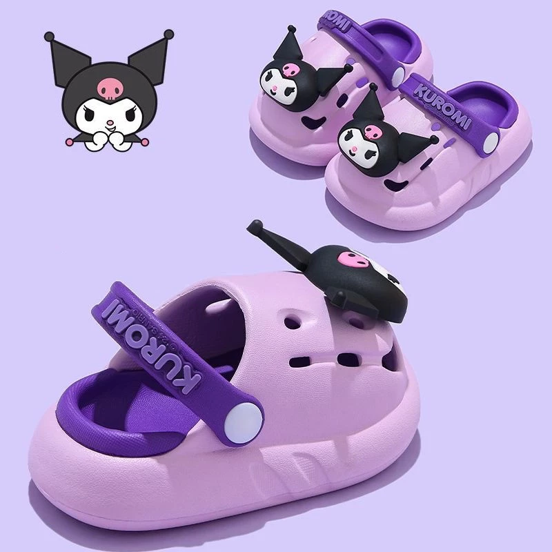 dép kuromi cho bé gái sandal Kuromi Sanrio Dép Trong Nhà Bé Trai Bé Gái Lỗ Mùa Hè Trẻ Em Dễ Thương Cho Bé Đế Mềm Baotou Hoạt Hình Chống Trơn Trượt Ngoài Trời Mặc