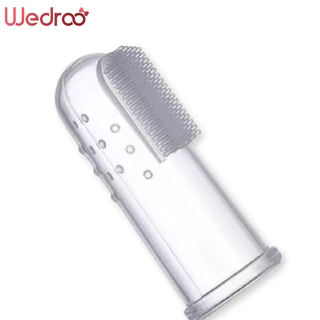 Wedroo Baby Silicone ngón tay bàn chải đánh răng，Rơ lưỡi cho bé, bàn chải đánh răng xỏ ngón silicon, có hộp đựng giữ vệ sinh