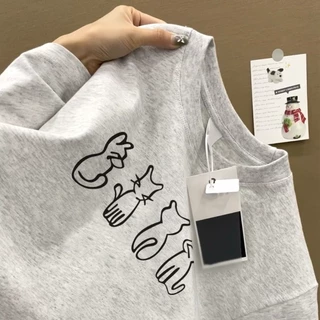 Áo phông xám tiêu nữ mùa hè local brand SALMO hot 2024  fashion bigsize cute cat áo thun outerity 100% cotton Y0981