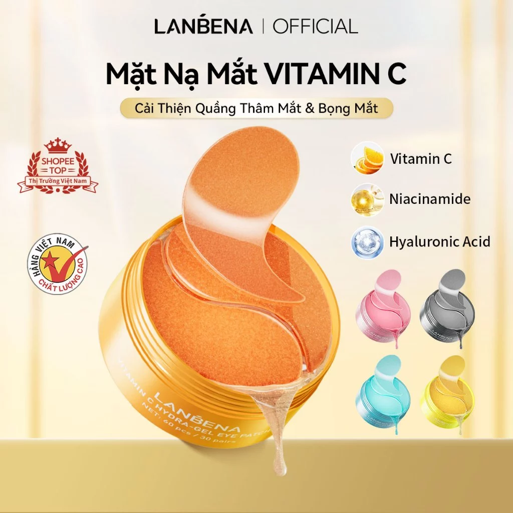 Hộp 60 mặt nạ mắt Lanbena vitamin C retinol giảm quầng thâm và nếp nhăn chống lão hóa
