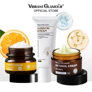 VIBRANT GLAMOUR Bộ Kem Chống Nắng Chống Lão Hóa Retinol Mặt Kem Chống Nắng Làm Trắng Da Vitamin C Phai Màu Giảm Tàn Nhang 3pcs