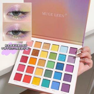 Muge LEEN 30 Màu Phấn Mắt Tấm Shimmer Matte Sequin Phấn Mắt Nhiều Màu Sắc Sân Khấu Bóng Chuyên Dụng Neon Phấn Mắt Bảng Trang Điểm Làm Đẹp