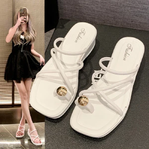 Dép nữ hở mũi cao gót thời trang 4.5cm-2024 Phong cách mới nhất, đẹp thoải mái, chống trượt chống nước, giúp bạn tự tin