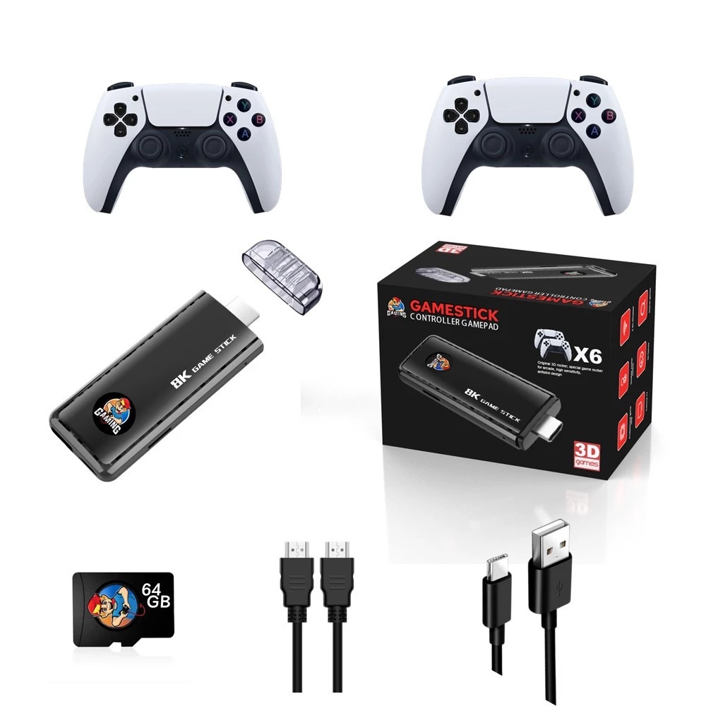 2024 30000 + Games Dongle, Bảng điều khiển cầm tay trò chơi cổ điển, Cắm và chạy Video Game Stick, Retro Play Retro Game Stick 15 giả lập, Đầu ra 4K 1080P, Bộ điều khiển kép cao cấp