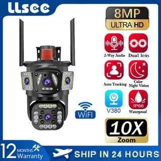 LLSEE V380 8MP 4K 2 Mắt WIFI Điện thoại di động Kết nối Camera ngoài trời Không thấm nước 360 độ Trang chủ An ninh IP Camera hành động ptz Theo dõi chuyển động Màu Tầm nhìn ban đêm Cuộc gọi hai chiều