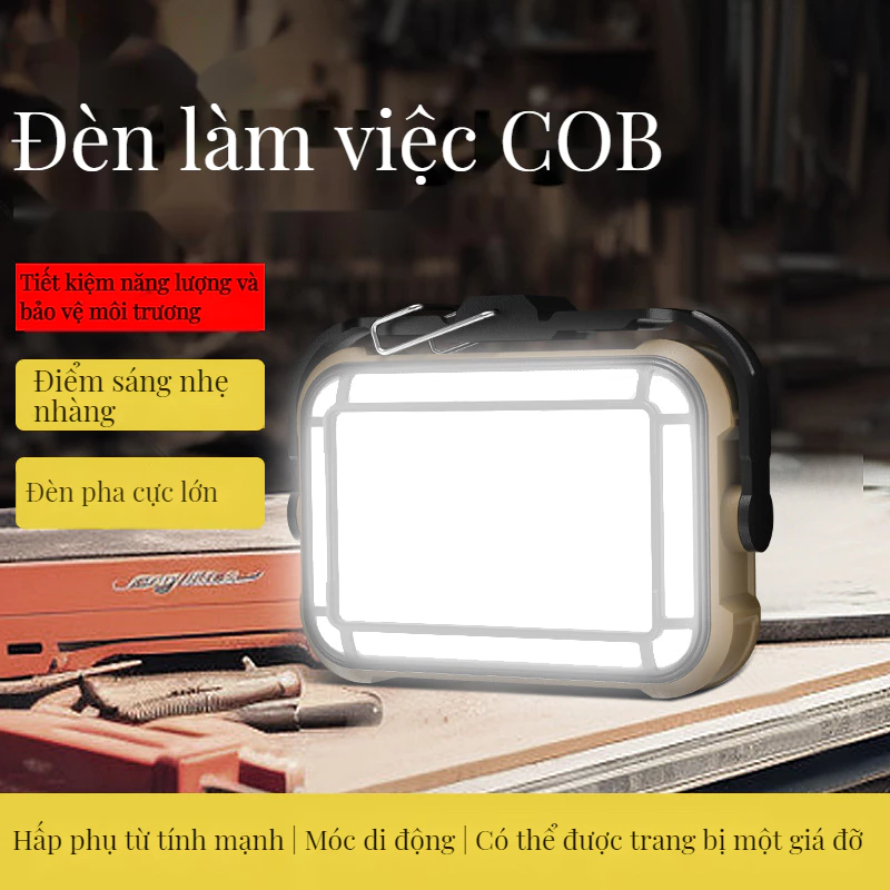 Đèn làm việc năng lượng mặt trời đa chức được nâng cấp Type-C có móc cắm trại từ tính Đèn chiếu đa chức năng COB Đèn làm việc Xoay 360%