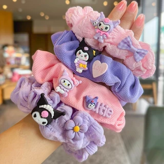 4 Cái / bộ Sanrio Tóc Dễ Thương Kuromi Hoa Tưởng Tượng Tím Dệt Kim Lớn Ruột Tóc Hàn Quốc Bé Gái Phụ Kiện Tóc H0130