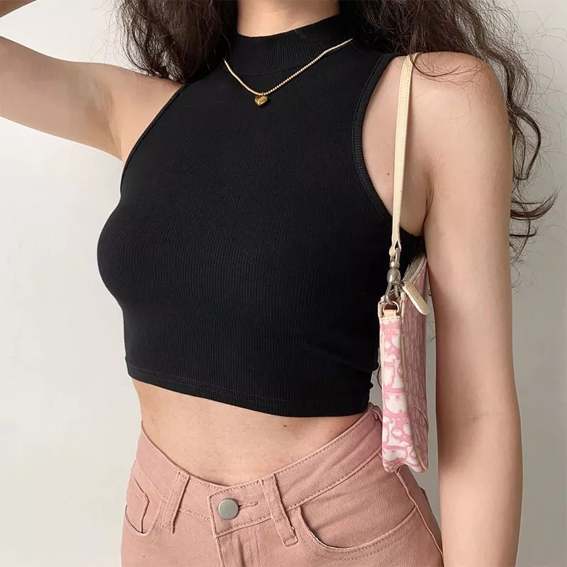 Gjcute Áo ba lỗ nữ croptop thun tăm lạnh