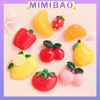 Dụng Cụ Charm Trang Trí Mô phỏng lát trái cây Phụ kiện nhựa lát cam Miếng dán chanh anh đào Chất liệu keo kem tự làm-Mimibao