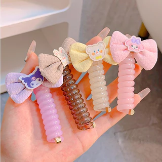 Trẻ Em Sanrio Dây Buộc Tóc Bé Gái Buộc Tóc Uốn Dây Điện Thoại Dây Cao Su Không Làm Tổn Thương Tóc Nơ Đầu Dây Phụ Kiện Tóc