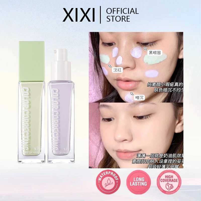 Xixi Cô Lập Kem Nền Dạng Lỏng Kem Nền Mặt Trang Điểm Kem Nền Dạng Lỏng Chống Thấm Nước Kiểm Soát Dầu Che Khuyết Điểm Lỗ Chân Lông Vô Hình Ngay Cả Màu Da Tím Xanh BB Cream Cosmeti