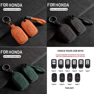 Mới Chất Lượng Cao 3D Da lộn Da Bảo Vệ Vỏ Chìa Khóa Dành Cho Xe honda HRV Civic HRV Jazz CRV City Accord ODYSSEY SPIRIOR Kunci BRV 2023 Móc Khóa Móc Khóa Hộp Đựng Chìa Khóa