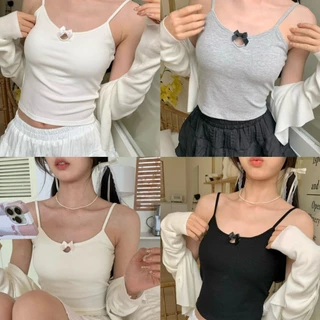 Áo Vest liền mạch nữ Slim fit Camisoles có miếng đệm Thiết kế nơ dễ thương Tank top Girl 's Tube top