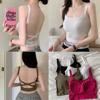 【WANG JIAO ZHAN】(Chất liệu 100% cotton) Áo tank top nữ có đệm ngực đơn giản, gợi cảm, thời trang 【567】