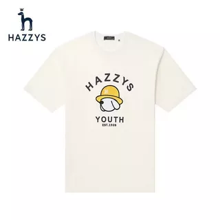 Hazzys Mới Quần Áo Nam Nữ Nguyên Chất Áo Thun Cotton Top Rời Thời Trang In Hình Hợp Thời Trang Thương Hiệu Tay Ngắn