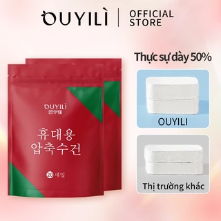 OUYILI 20 Chiếc Dùng Một Lần Cotton Nguyên Chất Nén Di Động Du Lịch Mặt Khăn Nước Ướt Khăn Lau Khăn Lau Khăn Ăn