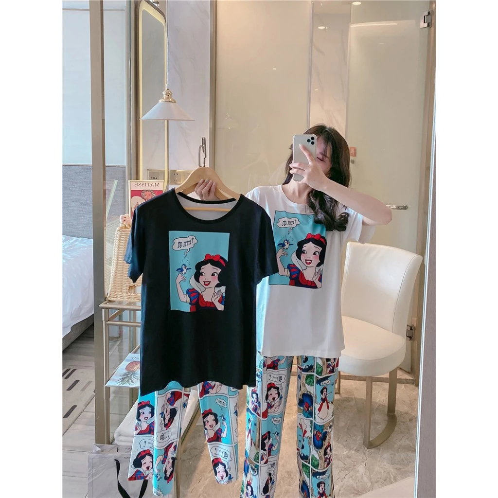 Bộ đồ ngủ tay ngắn quần dài thời trang mùa xuân thu cho nữ,Đồ bộ mặc nhà Bigsize tay ngắn quần dài thun 4 chiều