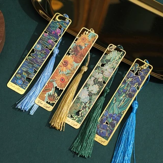 Ohaya 丨 Hoa Plundering 丨 Dấu trang bằng kim loại Tranh nổi tiếng cổ điển Sổ tay Mặt dây chuyền Đọc sách Kẹp sách Hoa Thực vật Dấu trang rỗng D358
