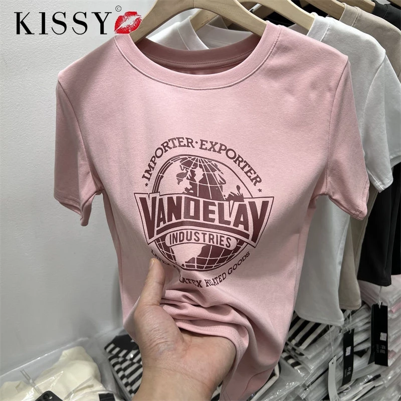 Size Lớn 100% Cotton Áo Thun Nữ Béo Mm2024 Mùa Hè In Chữ Đơn Giản Phong Cách Phương Tây Hàng Đầu