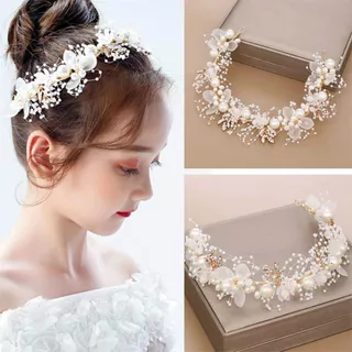 Tiara vương miện ngọc trai rhinestone vương miện đám cưới vòng hoa thời trang