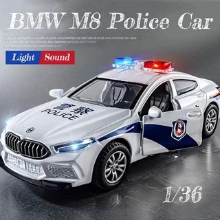 [Không có hộp] 1 / 36 Trắng BMW M8 Xe ô tô đúc cảnh sát jianyuan Hợp kim kẽm Đồ chơi mô hình Ô tô thể thao Ánh sáng và âm thanh Quà tặng sinh nhật cho trẻ em Bộ sưu tập kéo lại