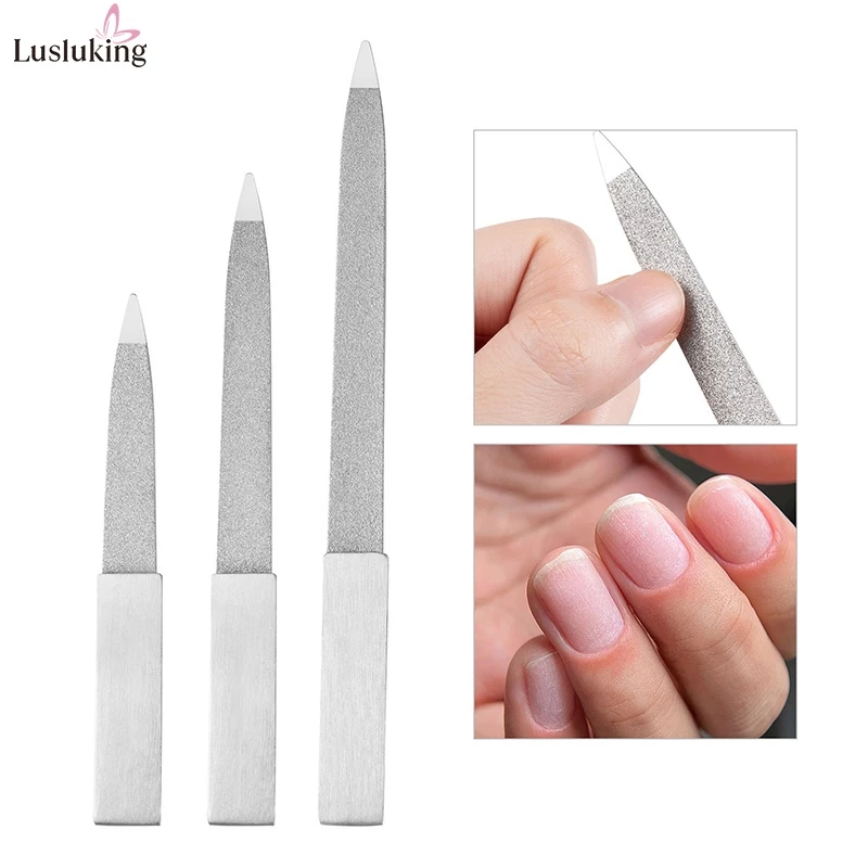 4 / 5 / 6 Inch Nail Art File Thép không gỉ Kim loại biểu bì Pusher Remover Double Sides Scrub Buffer Mài Dụng cụ làm móng chân