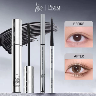 PIARA Bộ Trang Điểm Mắt Mascara Dài + Bút Gel Kẻ Mắt Gói Kết Hợp 2PS