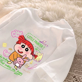 Hoạt Hình anime Dễ Thương Họa Tiết Nini Trắng Áo Thun Nữ Cổ Tròn Áo Thun Mới Đa Năng 100% cotton