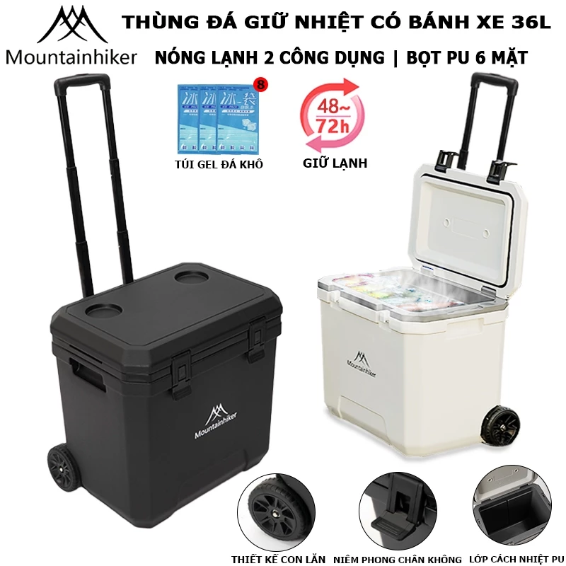 Thùng giữ nhiệt Có Bánh Xe,mountainhiker,Thùng Đá 36 Lít,Giữ Lạnh 2 Ngày-SZK872