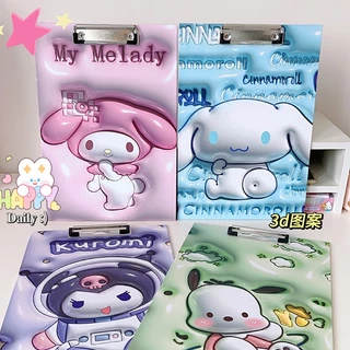 Bìa kẹp tài liệu A4 kèm thước kẻ hoạt hình Sanrio Kuromi Melody Cinnamoroll Kitty Pochacco