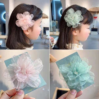 ✨✨Kẹp Tóc Vải Organza Đính Hoa Dễ Thương Cho Bé Gái