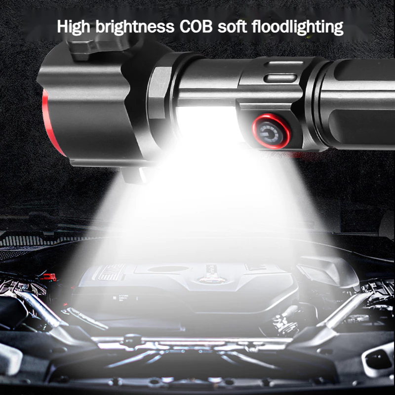 Đa Năng Mới Đèn Pin LED Siêu Sáng Tầm Xa Type-C Có Thể Sạc Lại Ánh Sáng Mạnh Với Búa An Toàn Cắm Trại Ngoài Trời Khẩn Cấp Đèn Pin