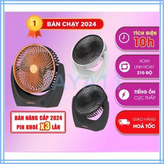 Quạt bàn sạc Mini trong tối đa 10 giờ, quạt sạc USB cầm tay yên tĩnh, pin lớn, xoay 210 độ