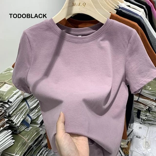 TODOBLACK Áo thun nữ tay ngắn Cotton gợi cảm Y2K (6 màu)