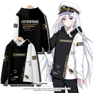 Anime mới Azur Lane Eagle Union / USS Enterprise Dây kéo Áo Hoodie thời trang nam Nhật Bản dáng rộng dành cho nữ ✷ ❈ Áo len in hình Unisex Áo khoác dài tay có mũ trùm đầu Top Cosplay