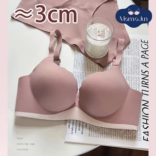 Momo 3cm Dày Cốc Áo Ngực Liền Mạch Gợi Cảm Chống Chảy xệ Bên Đóng Mềm Không Khung Push-up Quần Lót Nữ