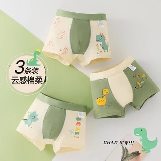 3ps Quần Lót Bé Trai Cotton Nguyên Chất Boxer Bé Trai Bé Bốn Góc Không Mông Kẹp Kháng Khuẩn Bé Trai Quần Short Cotton Khủng Long Trẻ Em Quần Short