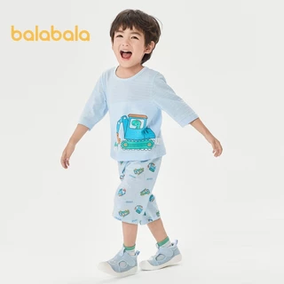 Bộ Đồ Ngủ Cho Bé Balabala Bộ Quần Áo Điều Hòa Mùa Hè Cho Bé Trai Và Bé Gái Homewear Cotton Nguyên Chất Sợi Thô Thoáng Khí Bảy Điểm