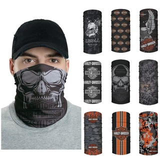 Harley Chống Bụi UV Buff Bandana Khăn Đầu Xe Máy Mặt nạ Đi Xe Đạp Thể Thao Topeng Băng Đô Quấn Đầu