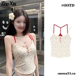 Zhu Xia Áo Vest nữ mùa hè ngọt ngào phong cách Hàn Quốc treo hoa