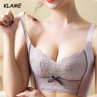 KLAME Áo Ngực Cúp AC Cho Nữ Đồ Lót Ren Gợi Cảm Áo Ngực Có Thể Điều Chỉnh Đẩy Lên Bralette Thu Thập 3D Cúp Đầy Đủ Hỗ Trợ Cộng Với Kích Thướ Áo Ngực Nữ Mềm Mại Không Có Dây Đồ Lót Bốn Ngực KLM986