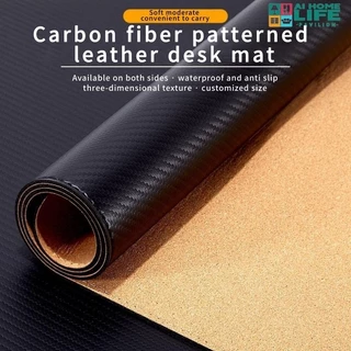 Tấm Lót Bàn Phím / Chuột Bằng Da Hai Mặt Họa Tiết Sợi carbon Chống Thấm Nước Chống Trượt Tiện Dụng Cho Học Sinh